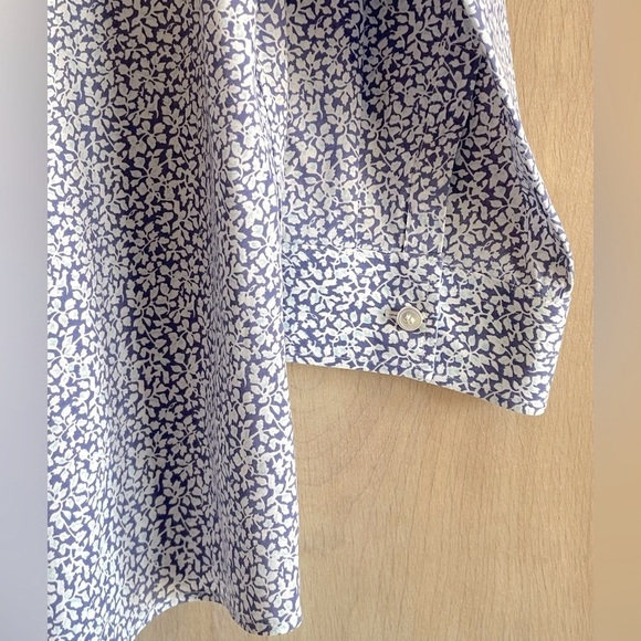 NWT Talbots 16P Floral Button Down Blouse Purple Blue White 3/4 Sleeve Cotton - Picture 8 of 12